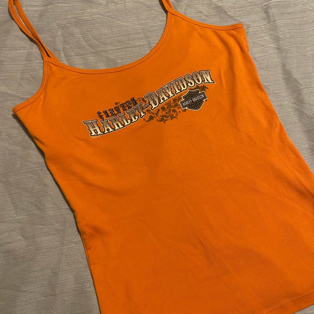 Large Orange Harley Davidson tank top